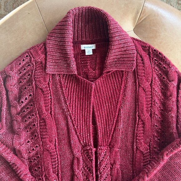 Sundance Boho Cable Knit Cardigan Coat Fringe Wool Cotton Blend, Women's XS - Picture 10 of 15